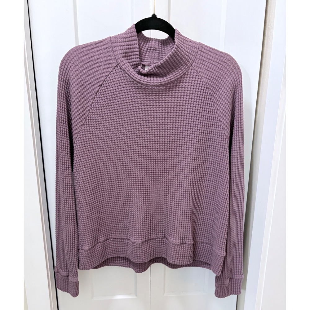 The North Face Womens Waffle Knit Mock Neck Pullover Mauve Purple Size M